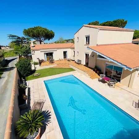 Annexe Des Pins - Studio Gite Avec Piscine & Climatisation Villeneuve-lès-Béziers Esterno foto