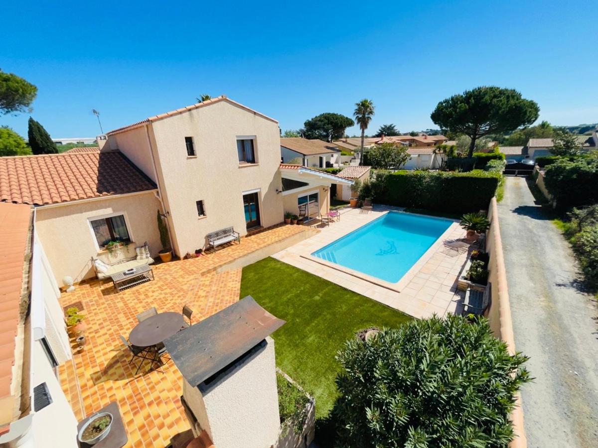 Annexe Des Pins - Studio Gite Avec Piscine & Climatisation Villeneuve-lès-Béziers Esterno foto