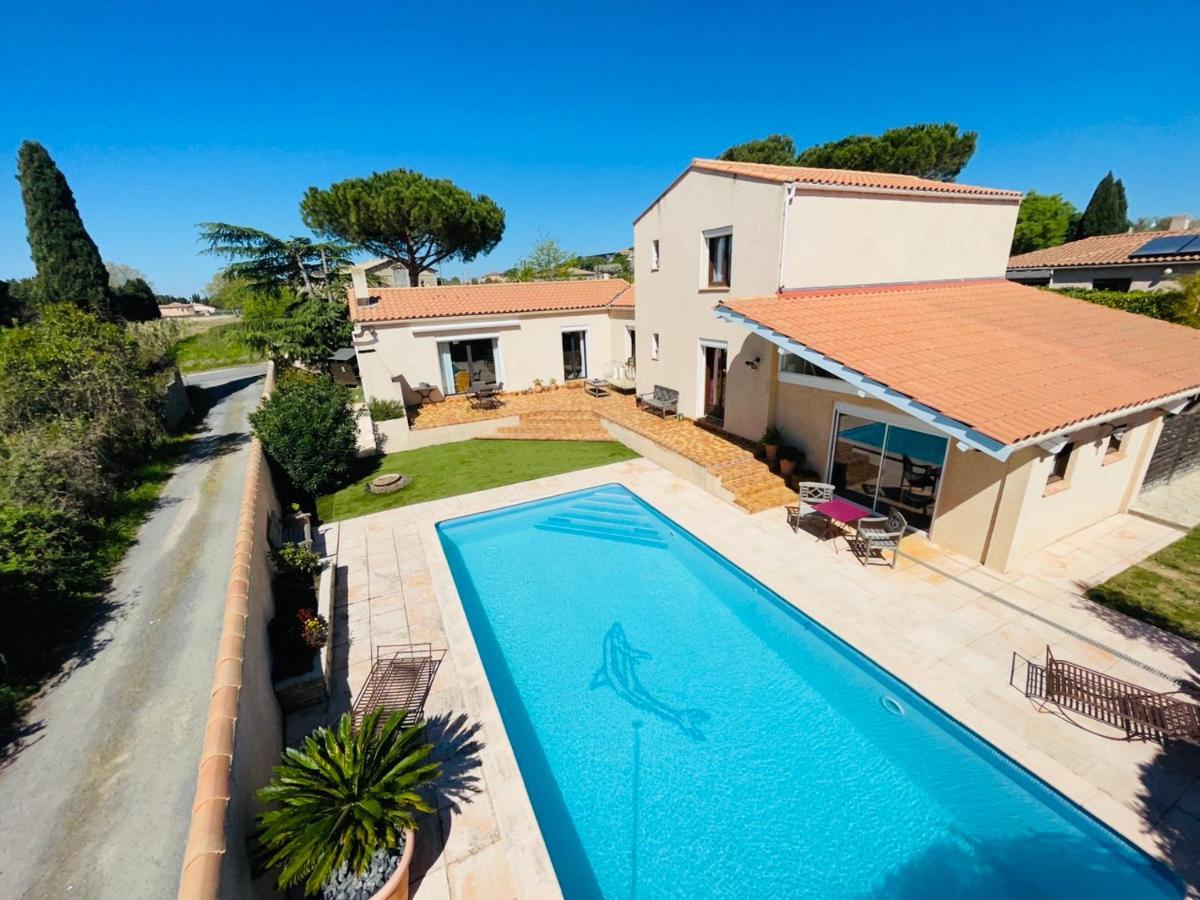 Annexe Des Pins - Studio Gite Avec Piscine & Climatisation Villeneuve-lès-Béziers Esterno foto